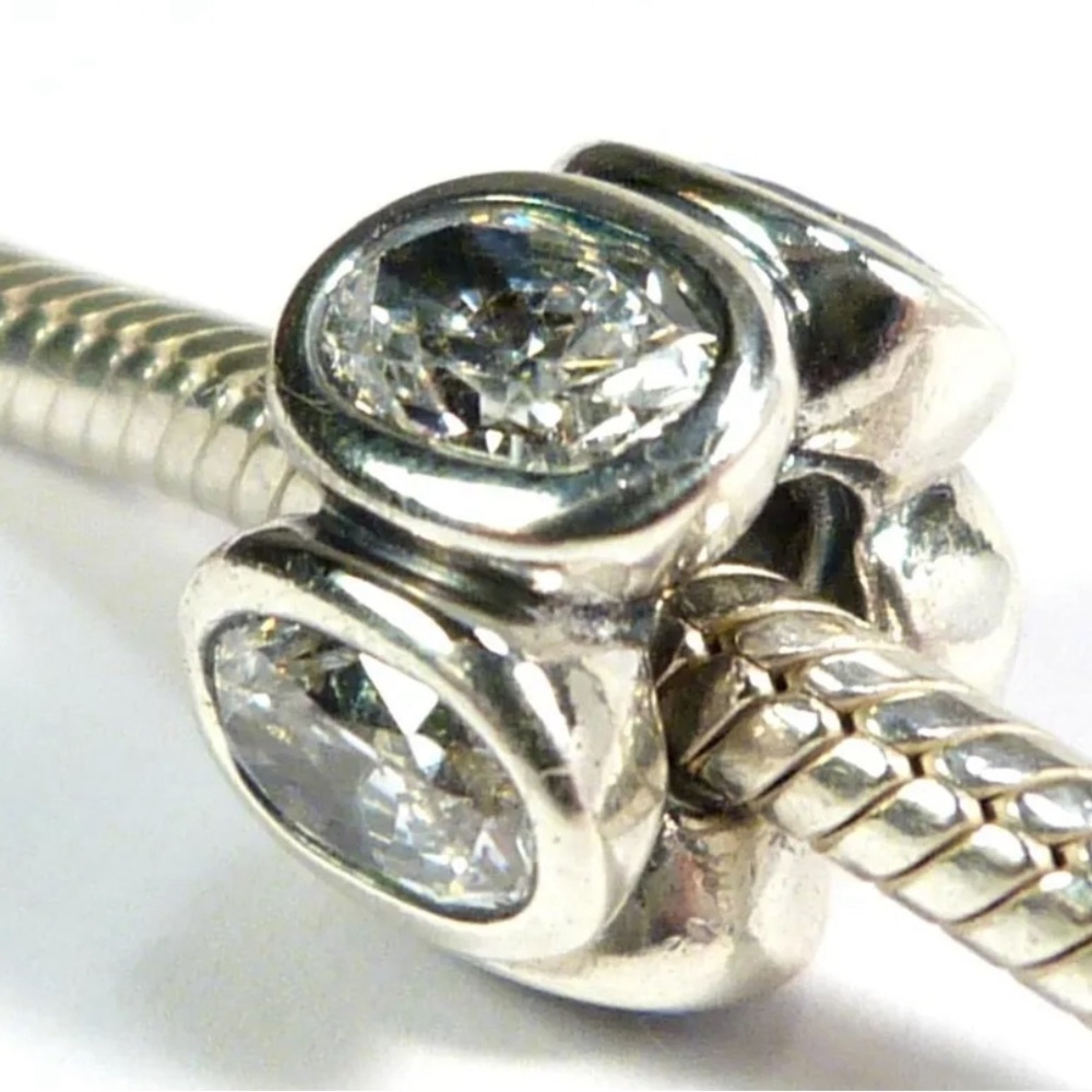 AUTHENTIC PANDORA ALE SILVER CLEAR OVAL LIGHTS SPACER CHARM 790311CZ